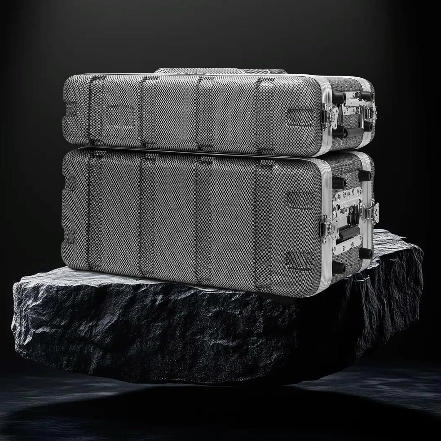 4U ABS Rack Case Shallow 8" Depth, 19" Rackmount Flight Road Travel Case, Waterproof Protective Hard Case with Customized Foam, Wireless Mic System Storage/Amp/Effect/DJ Mixer