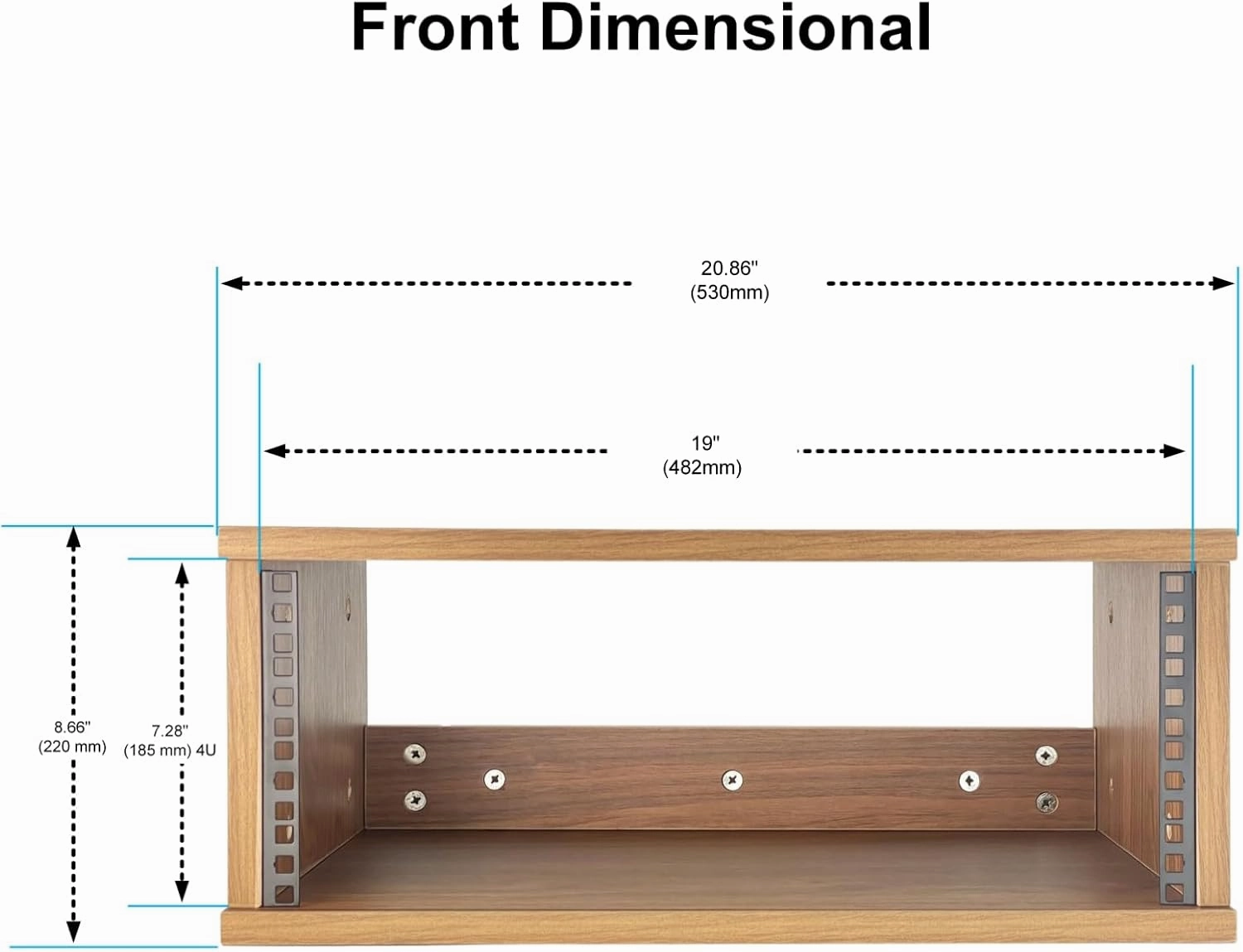 4U Wooden Desktop Studio Rack, Standard Recording Studio Racks for Equipment, The Perfect Solution for Keeping Your Studio Tidy and Organized (Walnut Wood)