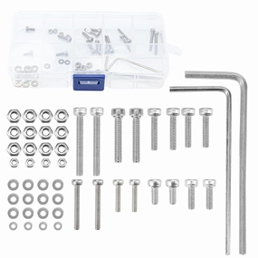 50pcs/set Universal Turntable Headshell Cartridge Mounting: Stainless Steel Hex Socket Head Screws, Bolts, Nuts, Metal Washers & Wrenches - Assortment Kit in A Mixed Boxed Case - For Phonograph Parts turntable cartridge,phono cartridge,MM MC stylus,