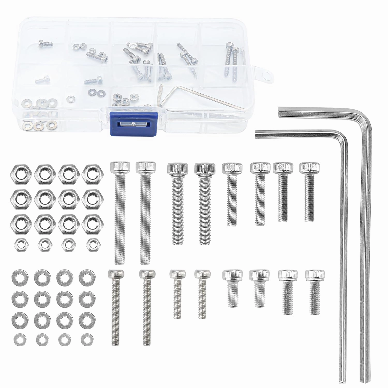 50pcs/set Universal Turntable Headshell Cartridge Mounting: Stainless Steel Hex Socket Head Screws, Bolts, Nuts, Metal Washers & Wrenches - Assortment Kit in A Mixed Boxed Case - For Phonograph Parts turntable cartridge,phono cartridge,MM MC stylus,