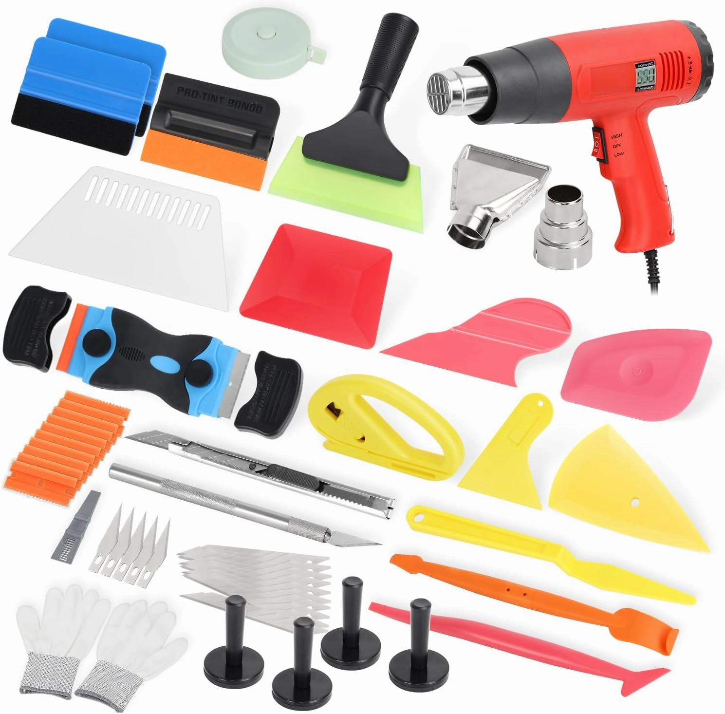 52Pcs Vinyl Wrap Tool Kit with Heat Gun, Felt Squeegee, Plastic Scraper, Film Cutting Tool, Magnets Holder, Window Tint Tools for Car Film Installation vinyl accessories,turntable parts,record player tools,