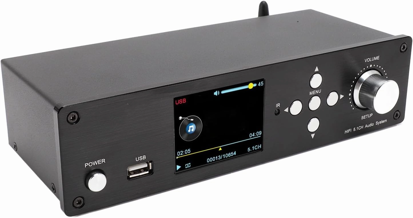 5.1 Surround Sound Decoder, Supports DTS, Digital, PCM, with HD Multimedia Interface, Optical Coaxial, AUX, USB, 5.0, for Home Theater, TV, PS3, Xbox360, and More (US Plug) network audio player,digital streamer,audio file player,