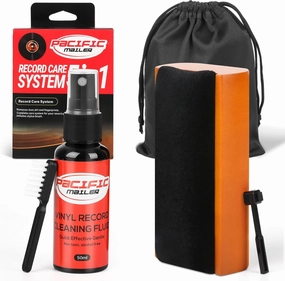 5 in 1 Vinyl Record Cleaning Solution Kit, Includes Soft Velvet Record Brush, Vinyl Cleaning Liquid, Stylus Cleaner & Brush and Carry Pouch record cleaning kit,vinyl cleaner,stylus brush set,