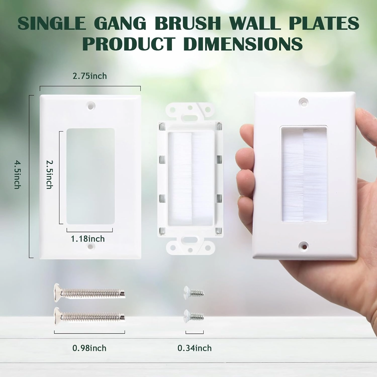 5 Pack Brush Wall Plates, Cable Pass Through Insert for Wires, In-Wall Cable Management for HDTV, HDMI, Network, Ethernet, Home Theater Speaker Systems