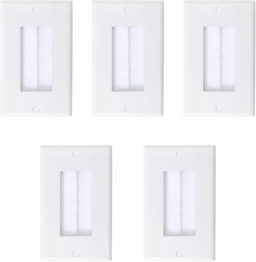 5 Pack Brush Wall Plates, Cable Pass Through Insert for Wires, In-Wall Cable Management for HDTV, HDMI, Network, Ethernet, Home Theater Speaker Systems home cinema system,5.1 home theater,surround sound package,