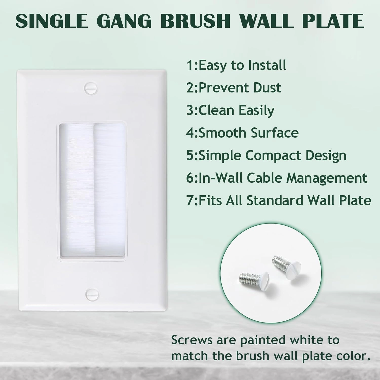 5 Pack Brush Wall Plates, Cable Pass Through Insert for Wires, In-Wall Cable Management for HDTV, HDMI, Network, Ethernet, Home Theater Speaker Systems