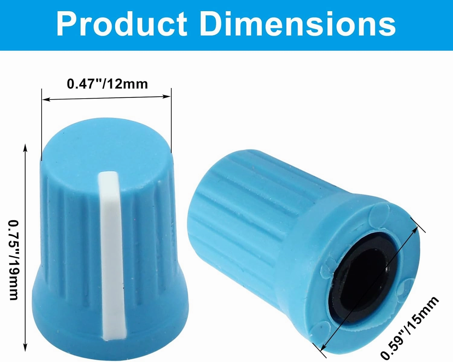 5 Pcs Universal EQ Rotary Knob Replacement Rubber Potentiometer Control Knob for DJ Controller Mixer Console Pioneer, Blue