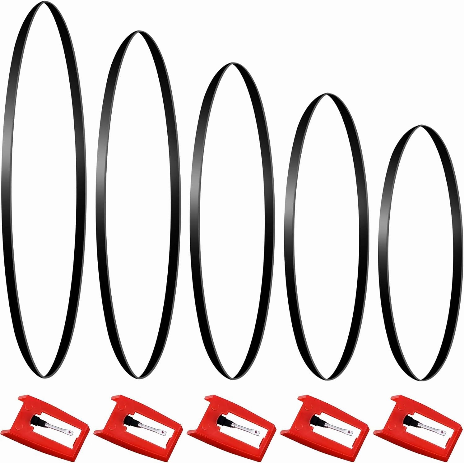 5 Pieces Turntable Belt with 5 Pieces Record Player Needle, Replacement Different Specifications Square Cassette Tape Machine Recorder Rubber Belt Diamond Stylus Replacement Needle for Turntable belt-drive turntable,vinyl record player,audiophile turntable