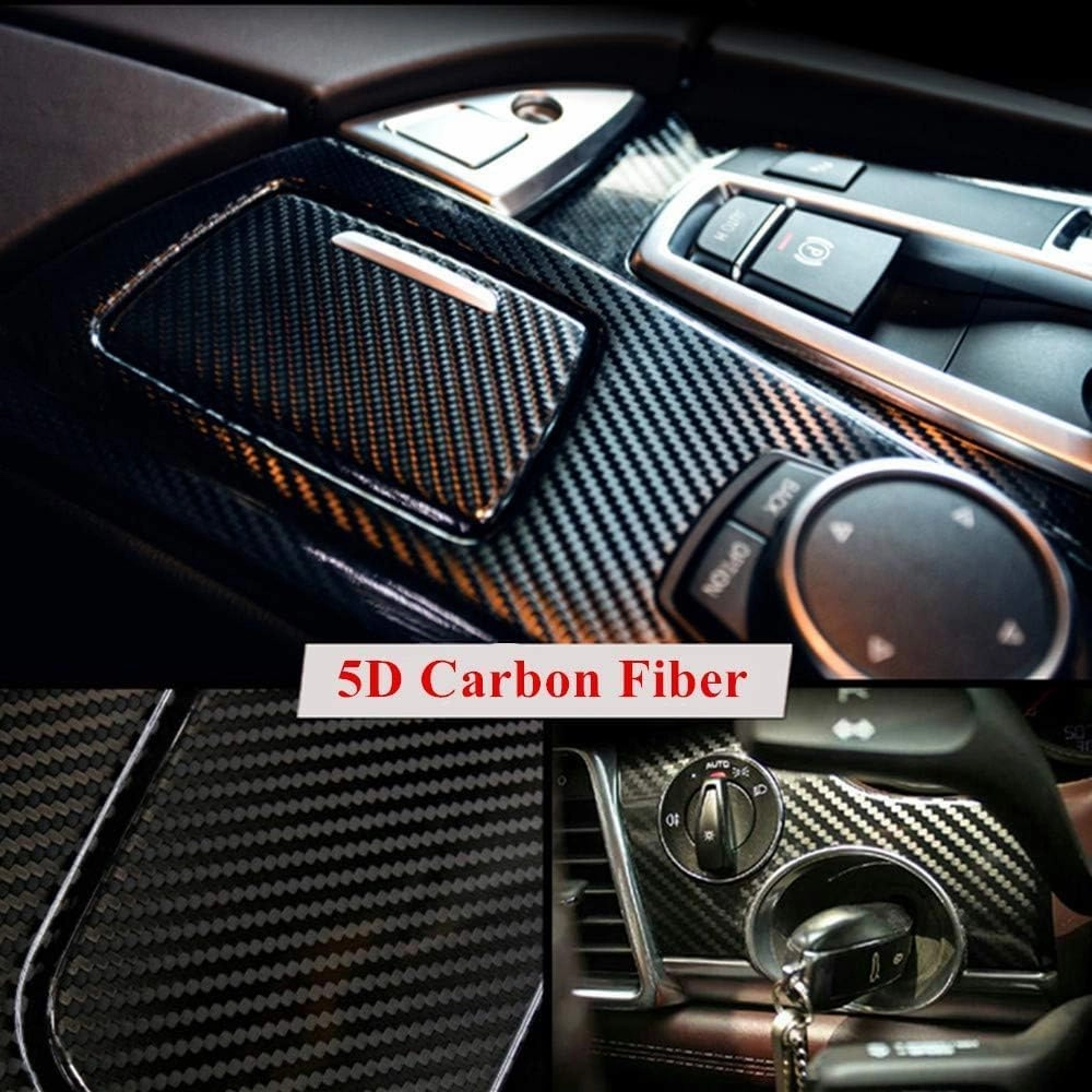 5D High Gloss Black Carbon Fiber Vinyl Bubble Free Air Release Car Wrap Film Automotive DIY Decals (120" x 48" / 10 FT x 4 FT)