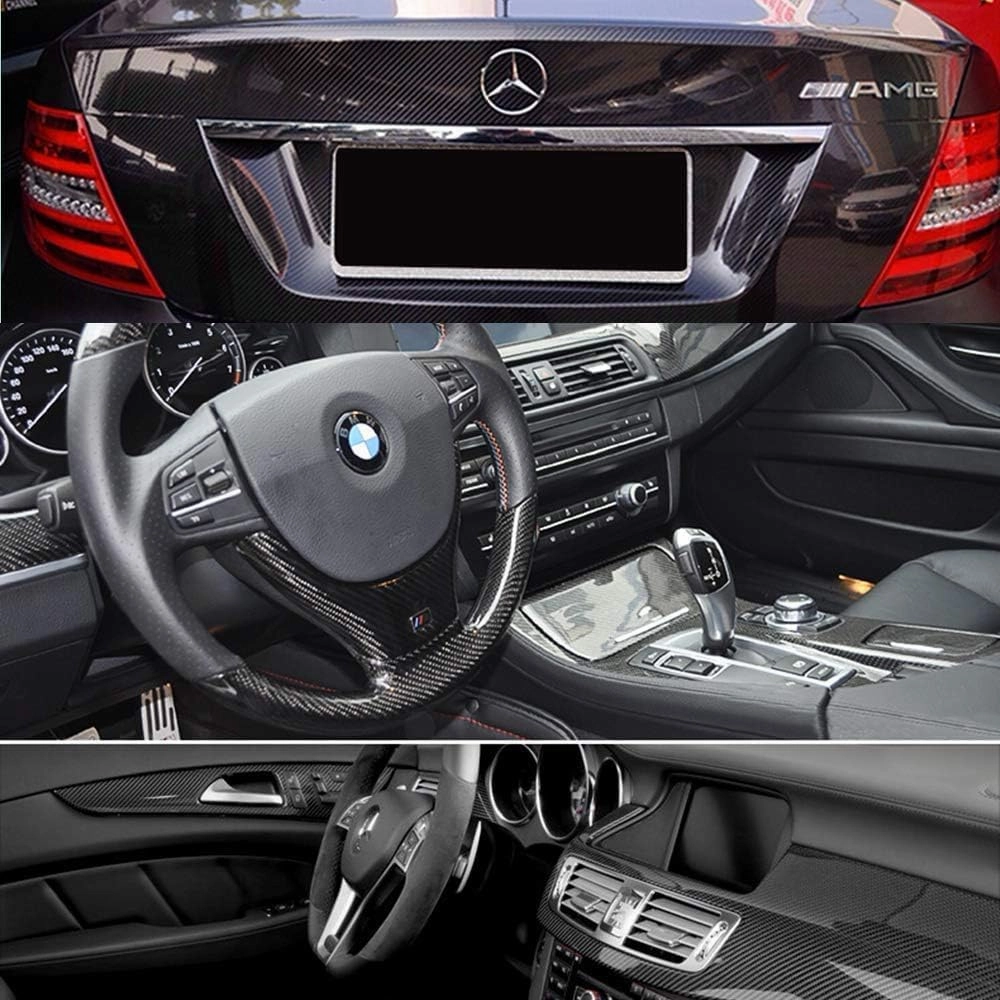 5D High Gloss Black Carbon Fiber Vinyl Bubble Free Air Release Car Wrap Film Automotive DIY Decals (120" x 48" / 10 FT x 4 FT)