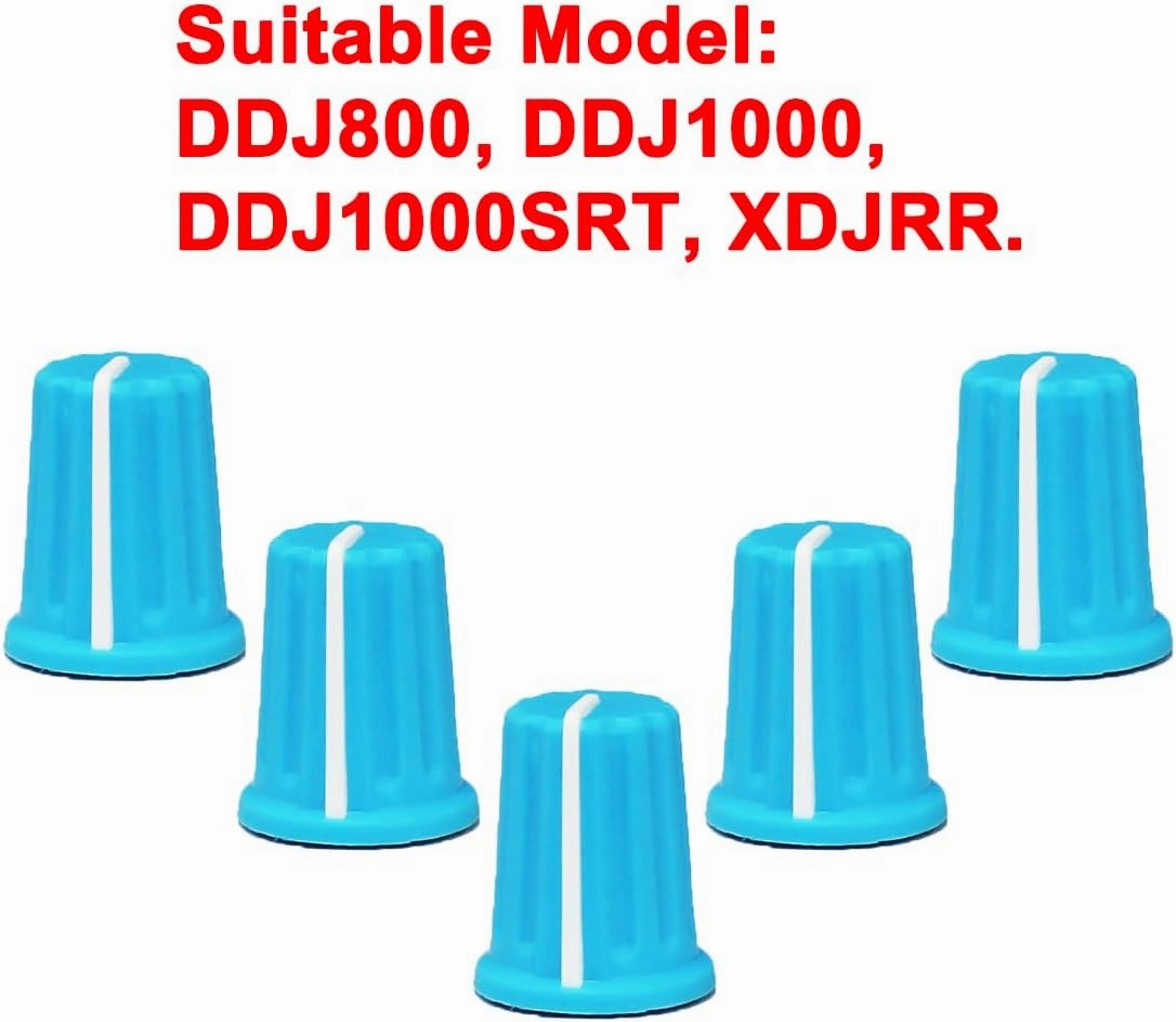 5pcs EQ Rotary Knob Replacement Equalizer Potentiometer Fader Knobs Push Rod Cap for DJ Controller Mixer Console Pioneer DDJ800, DDJ1000, DDJ1000SRT, XDJRR (Blue Hats-dot)