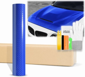 60"x84" (5FTx7FT) Intense Blue 7D Carbon Fiber Textured High Gloss Vinyl Wrap Auto Car Sticker Decal Film Sheet Bubble Free Air Release Technology with Tool Kit vinyl accessories,turntable parts,record player tools,