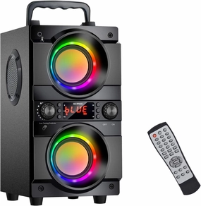60W (80W Peak) Portable Bluetooth Speaker with Double Subwoofer Heavy Bass, Bluetooth 5.0 Wireless 100ft Outdoor Speaker, Support FM Radio, LED Colorful Lights, Stereo Sound, for Home, Party, Travel floorstanding speakers,tower speakers,stereo floor speake