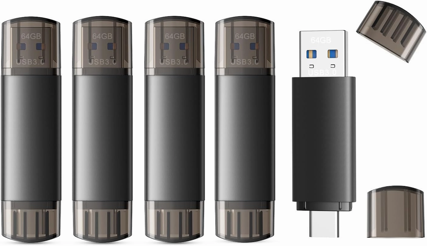 64GB USB C Flash Drive Dual USB 3.0 Flash Drive Type C   USB A Portable Type-C Flash Drive 2-in-1 USB-C Thumb Drive for Smartphone Tablet Computer Mac iPhone Black (5 Pack) smart audio hub,voice control speaker,Alexa compatible audio,