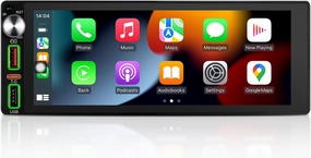 6.9 Inch Single Din Car Radio with Wireless Apple CarPlay & Android Auto, Touchscreen Car Stereo with Bluetooth, Car Audio, Car Play, Mirror Link, with AHD Backup Camera (Black W02) audio interface,USB interface,music recording input,