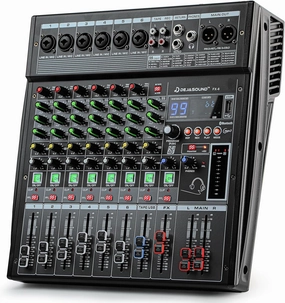6-Channel Professional Audio Mixer, FX-6usb Mixing Console with XLR Inputs, Bluetooth, 99 DSP Effects, MP3, USB Interface for Podcast, Music, Recording, PC 13.39"x3.54"x12.60"inches mixer console,audio mixing desk,DJ console,