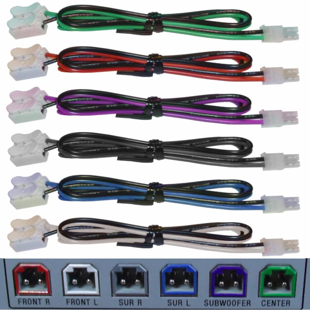 6 Home Theater Speaker Cables for Sony Samsung Etc / 4.2mm Connectors/Includes Tool-Free Wire Crimp Splices speaker cable,audio wire,hi-fi speaker cord,