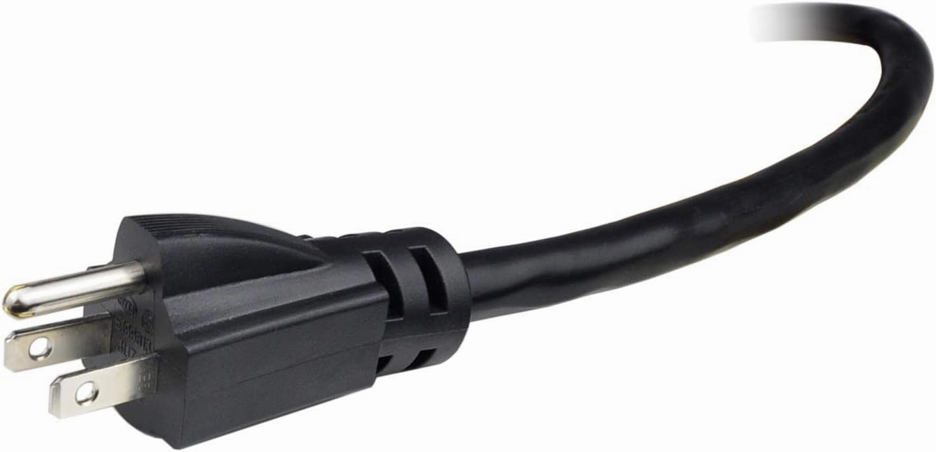 6ft 12 Gauge 3 Prong Heavy Duty Replacement Power Supply Cord Cable 110V 115V 120V Pigtail, Male-to-Male for Appliance, NEMA 5-15 Plug US SJT 12AWG (12/3), Black