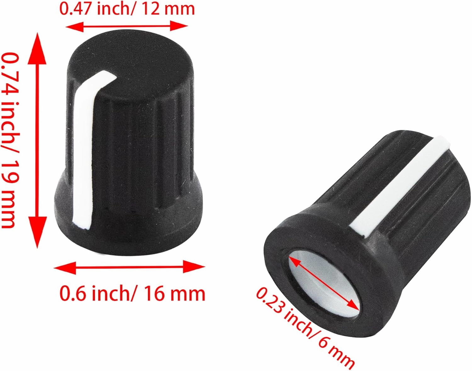 6mm D Shaft Rubber Potentiometer Control Knobs, Pioneer knob DJM Mixer Volume EQ Knob for Electric Guitar DJ Controller Mixer Console Volume Tone Knobs, 5pcs, Black