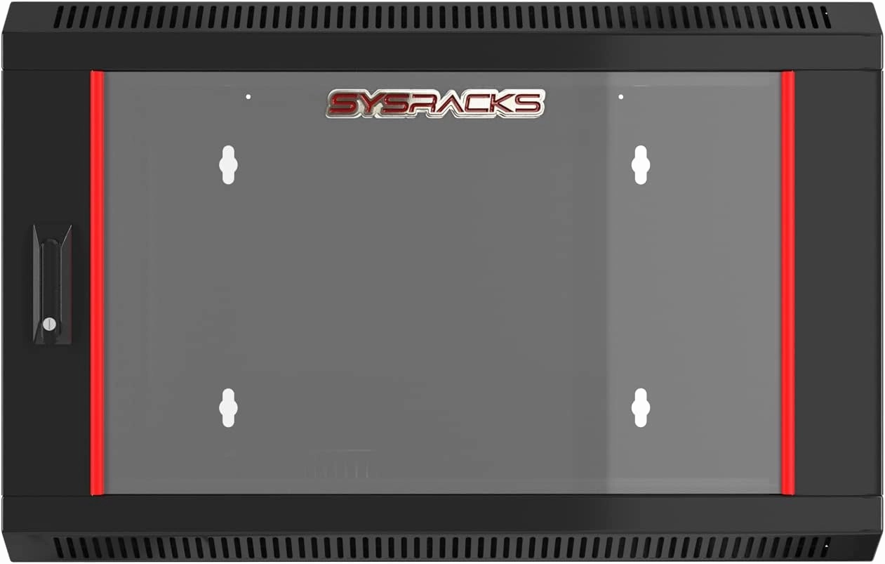 6U Wall Mount Server Rack Cabinet - Lockable Enclosure for Network Equipment, AV, IT, and Electronics - 18-Inch Deep, Black, Glass Door, Adjustable Rails, and Secure Storage for Racks and cabinets.