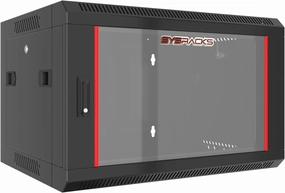 6U Wall Mount Server Rack Cabinet - Lockable Enclosure for Network Equipment, AV, IT, and Electronics - 18-Inch Deep, Black, Glass Door, Adjustable Rails, and Secure Storage for Racks and cabinets. equipment cabinet,AV gear cabinet,component enclosure,