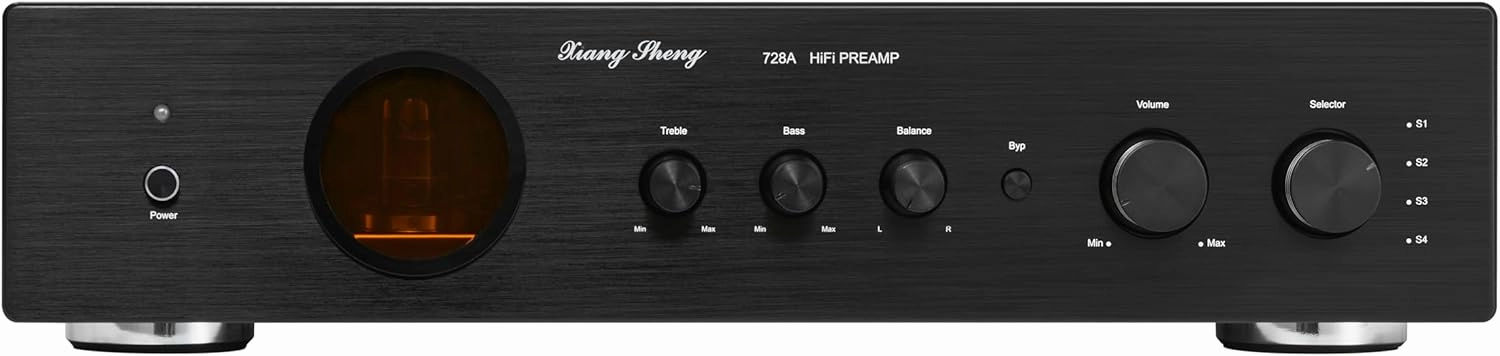 728A Vacuum Tube Pre Amplifier ,with Bass and Treble Control, Tubes 12AT72,12AU72,6Z42 (Black) tube amplifier,valve amp,audiophile tube stereo,
