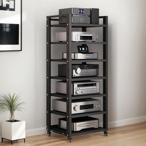 7-Tier Heavy Duty Audio Component Rack, 140cm Tall - HiFi Amplifier Rack/Audio-Video Shelving - CD Record Player Stereo Receiver AV Equipment Cabinet Display Stand(C) audio rack,hi-fi component stand,media shelf,