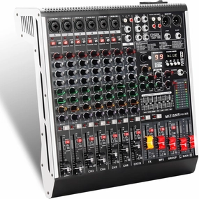 8 Channel Audio Mixer Professional Sound Mixing Board with 99 DSP Effects, 7-band EQ Digital DJ Mixer Console w/USB Bluetooth MP3 for Recording, Independent 48V Power & Mute Button mixer console,audio mixing desk,DJ console,