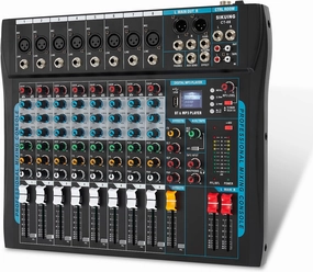 8 Channel Audio Mixer Sound Board Mixer 16 DSP Effect Audio Interfacer w/USB Drive for Computer Recording, 48V Power, XLR Microphone Jack DJ Mixer for Karaoke Studio Streaming Recording balanced output player,audiophile player,hi-res digital player,
