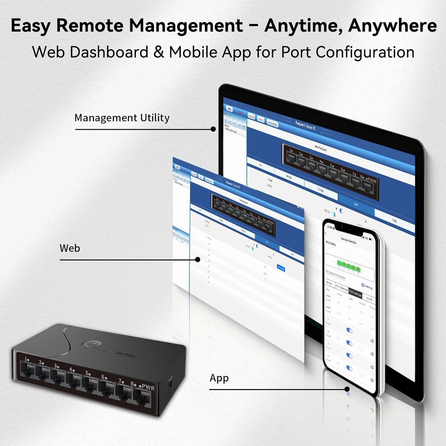8-Port Gigabit Easy Smart Managed Ethernet Switch | Plug & Play Network Hub with VLAN, QoS, Port Mirroring | Fanless Metal Design | Desktop/Wall Mount for Home/Office