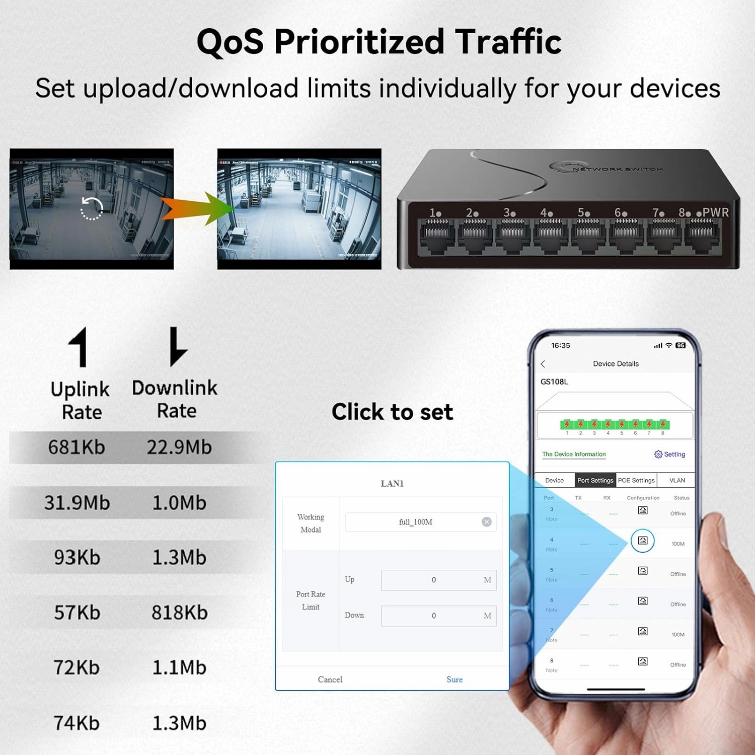 8-Port Gigabit Easy Smart Managed Ethernet Switch | Plug & Play Network Hub with VLAN, QoS, Port Mirroring | Fanless Metal Design | Desktop/Wall Mount for Home/Office