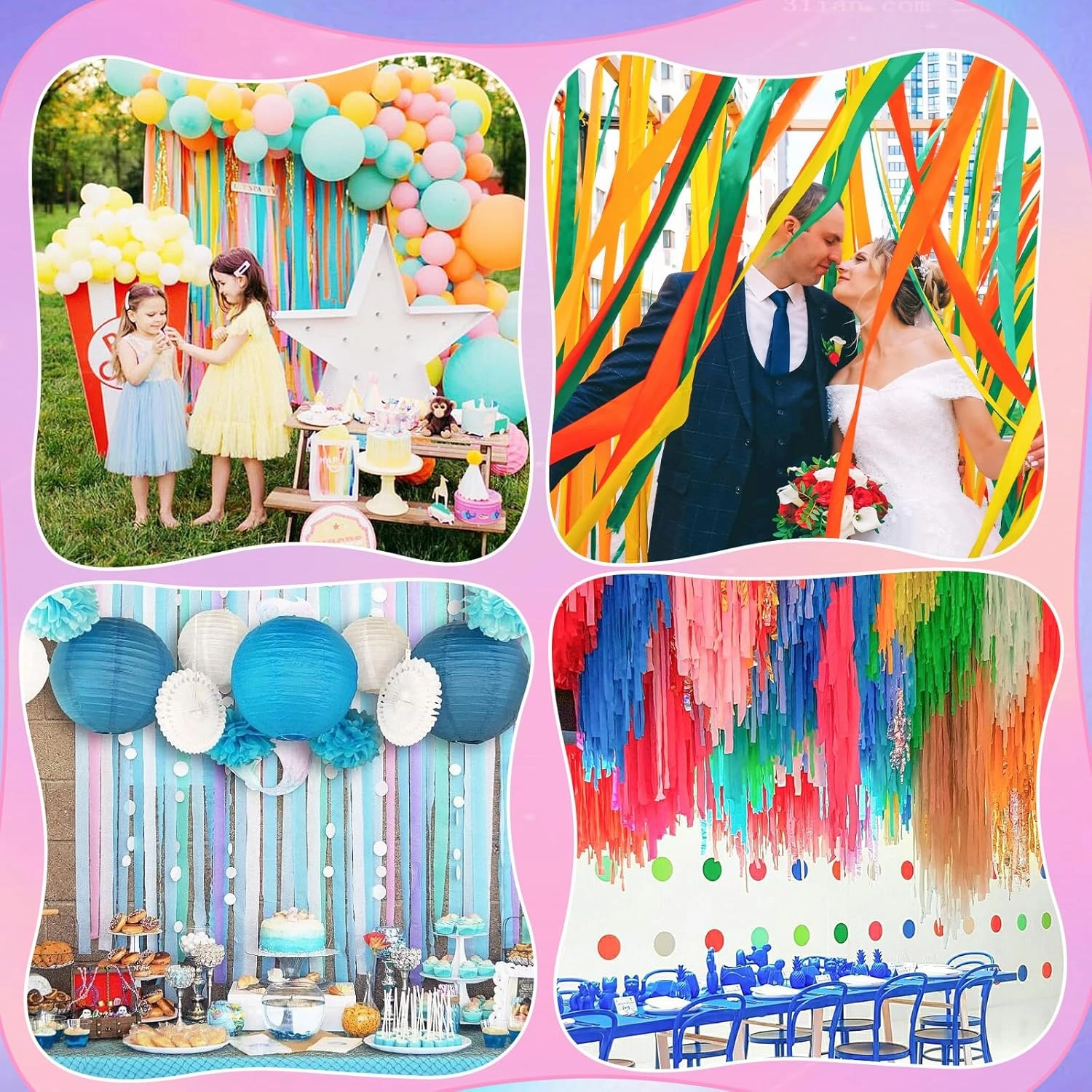 8Rolls Pastel Crepe Paper Streamers - 656Ft Rainbow Party Decorations for Birthday, Wedding, Bridal, Baby Shower, New Year, Christmas, Engagement Parties & Craft Supplies
