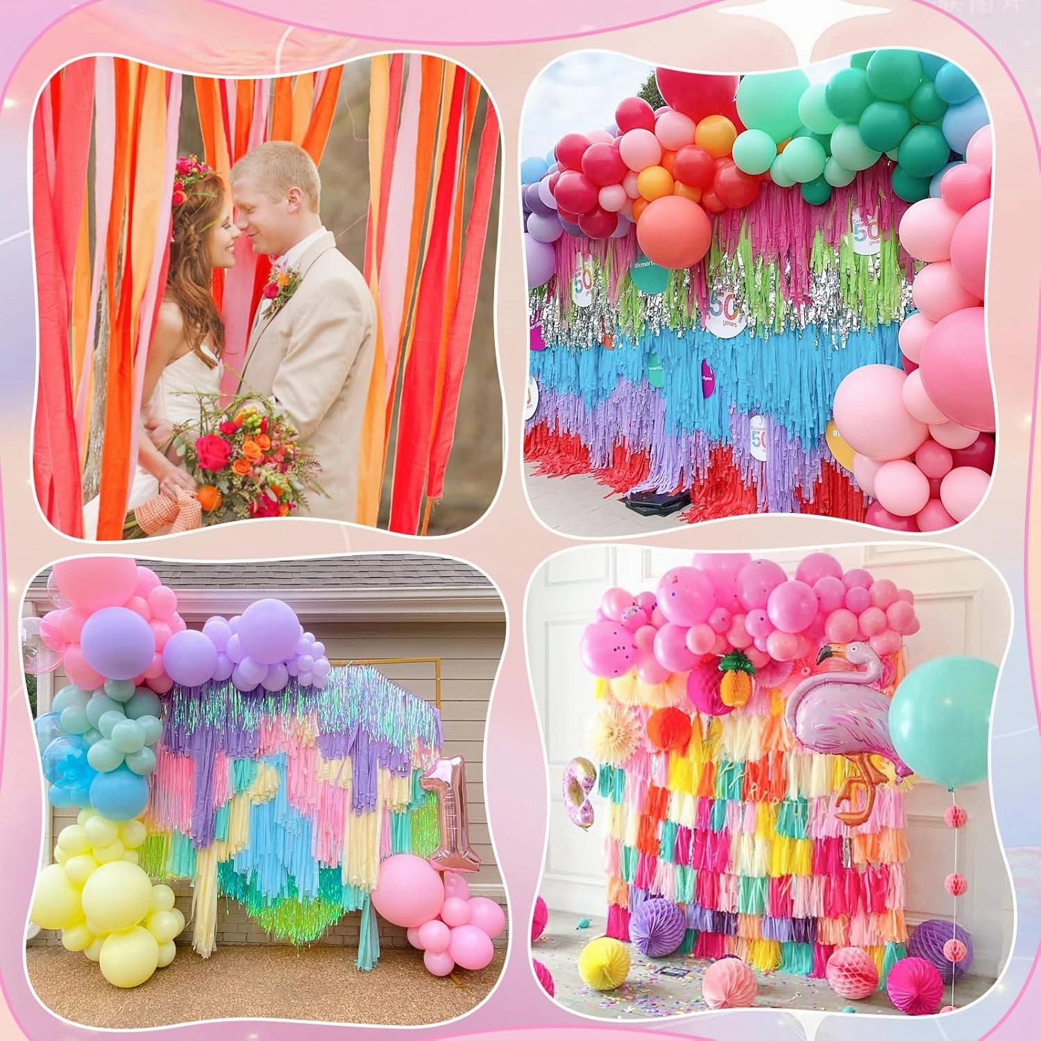 8Rolls Pastel Crepe Paper Streamers - 656Ft Rainbow Party Decorations for Birthday, Wedding, Bridal, Baby Shower, New Year, Christmas, Engagement Parties & Craft Supplies
