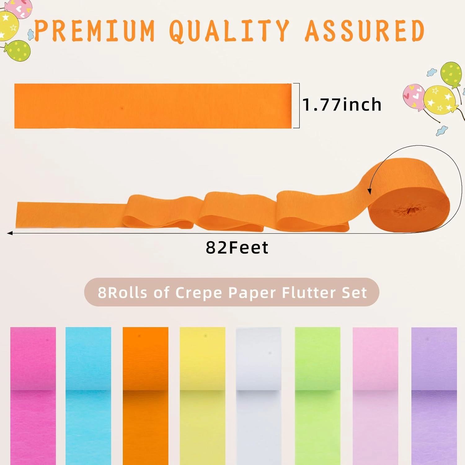 8Rolls Pastel Crepe Paper Streamers - 656Ft Rainbow Party Decorations for Birthday, Wedding, Bridal, Baby Shower, New Year, Christmas, Engagement Parties & Craft Supplies