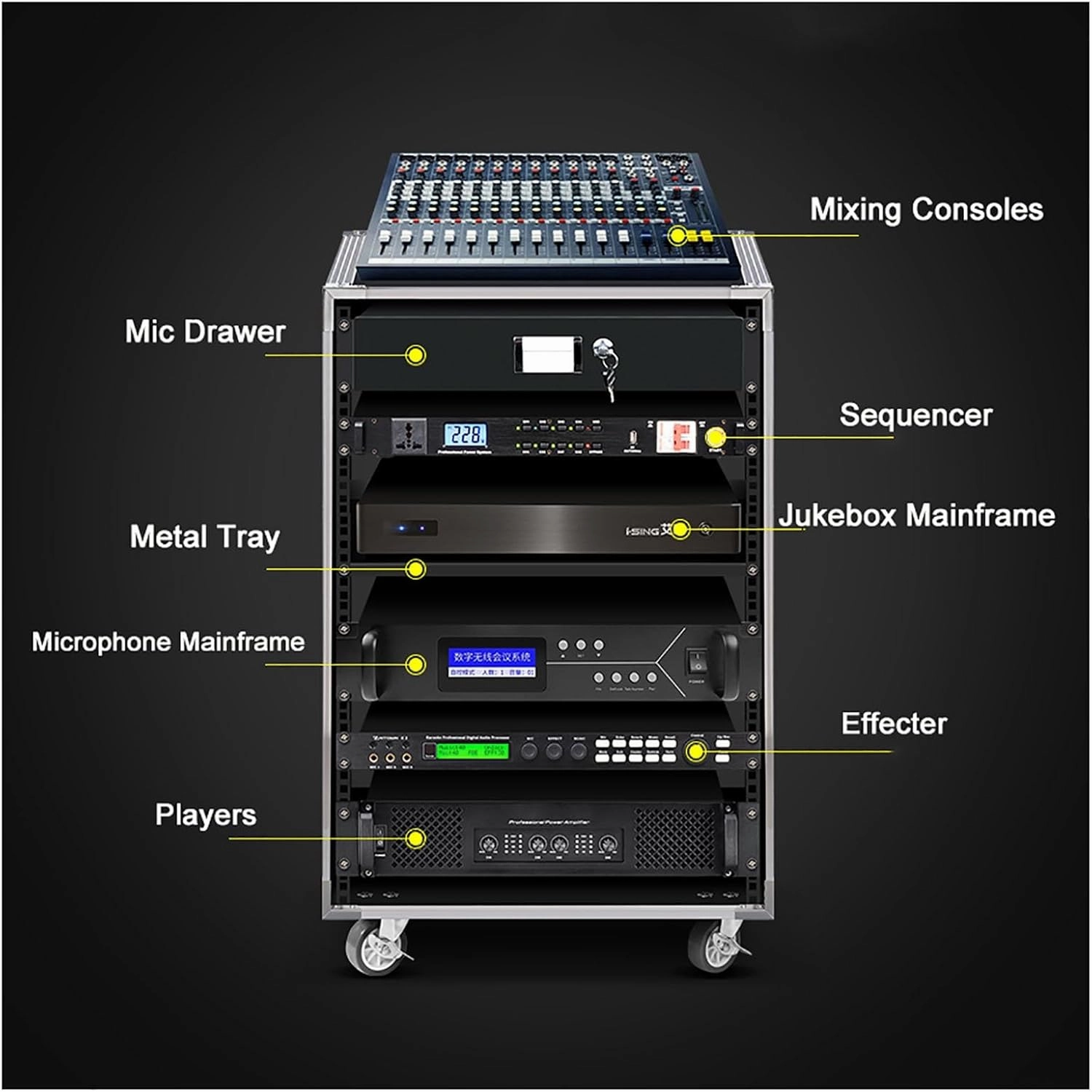 8U/12U/16U Network Open Frame Server Rack,Stereo Studio Rack, with Caster Wheels,Rolling Network Rack,for Video Music Recording IT Equipment (Size : 8U-49.5X52.5CM)