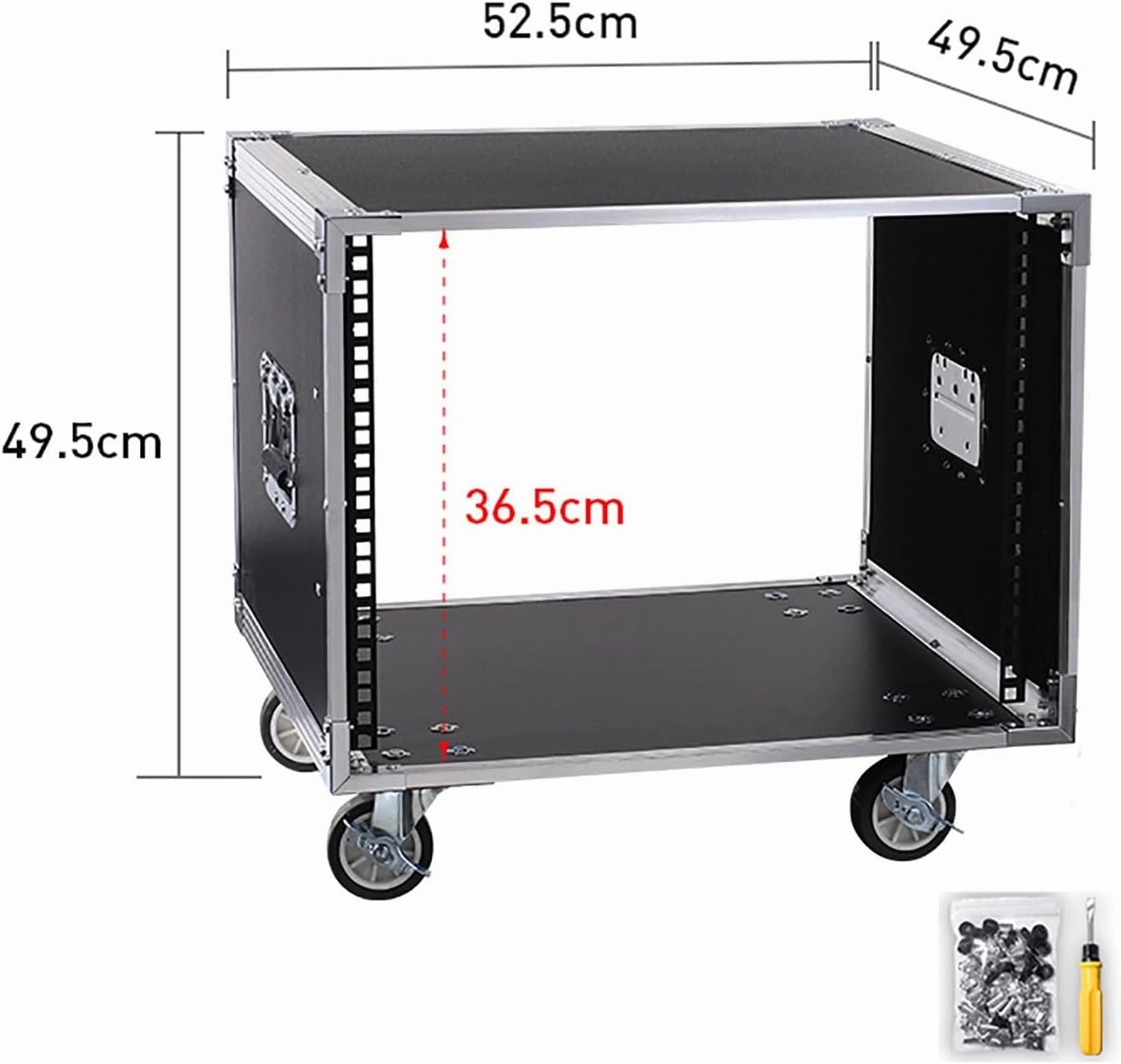 8U/12U/16U Network Open Frame Server Rack,Stereo Studio Rack, with Caster Wheels,Rolling Network Rack,for Video Music Recording IT Equipment (Size : 8U-49.5X52.5CM)