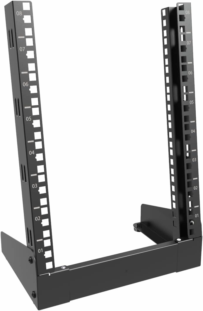 8U Small Desktop Network Rack, 10 inch Mini Open Frame Desktop Cabinet for 10 inch Network, Servers, Audio, Video and Studio Equipment Free Standing Home Office Rack (8U) audio rack,hi-fi component stand,media shelf,