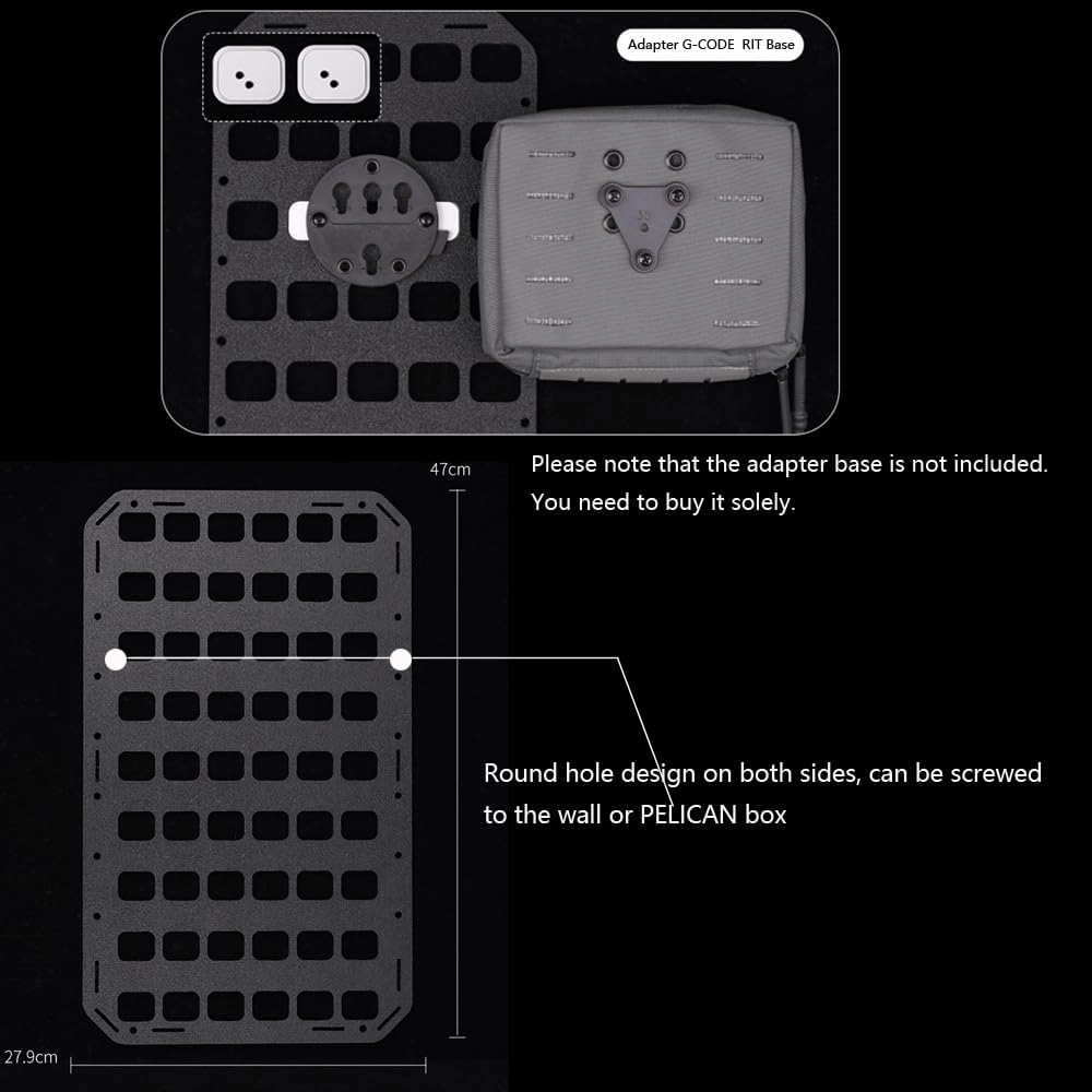 8x12.5inch Tactical MOLLE Organizer Platform for IFAK Pouch Gun Holster, Rigid Molle Panel Portable Insert Backpack Hunting Attachment