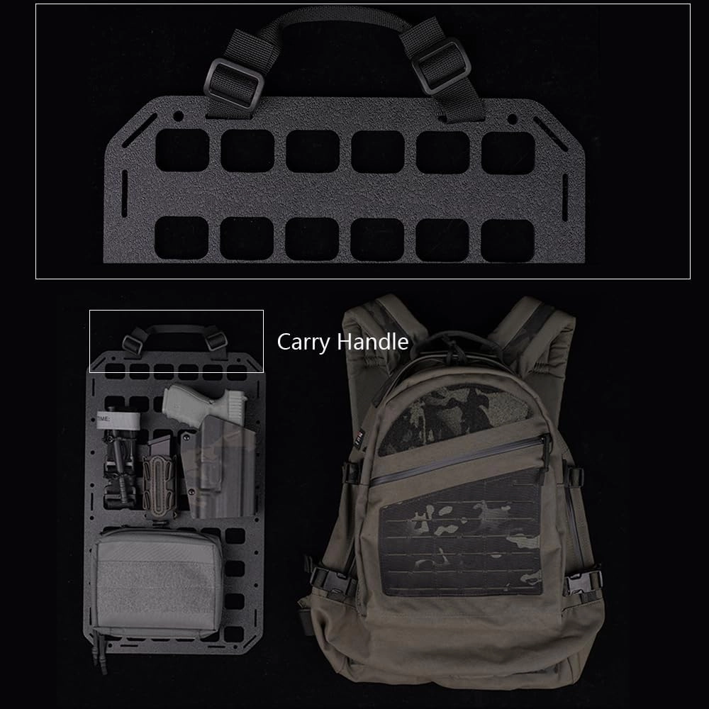 8x12.5inch Tactical MOLLE Organizer Platform for IFAK Pouch Gun Holster, Rigid Molle Panel Portable Insert Backpack Hunting Attachment