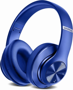 9S Wireless Over-Ear Bluetooth Headphones, 60 Hours Playtime, Hi-Fi Stereo, 6 EQ Modes, Built-in Microphone, Foldable Design, Blue over-ear headphones,closed back headphones,wireless studio cans,