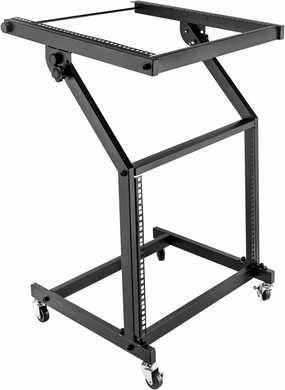 9U DJ Mixer Rack, Adjustable Rack Mount Rolling Stand, Mixer Platform Rails Cart Holder with Wheels, Stage Equipment Gear Storage Case for Music Studio Party Show Performance rackmount gear,audio rack equipment,studio rackmounts,