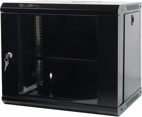 9U Wall Mount Network Server Cabinet with Glass Door, Locks, Removable Side Panels, for IT Equipment, A/V Devices, Black equipment cabinet,AV gear cabinet,component enclosure,