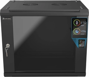 9U Wall Mount Rack Server Rack Enclosure with 2 Cooling Fans, Glass Door, Locks, Temp Display, 9U Network Cabinet 450mm Depth, 19 Inch Server Cabinet for IT Equipment, A/V Devices music server,hi-fi media server,digital audio storage,