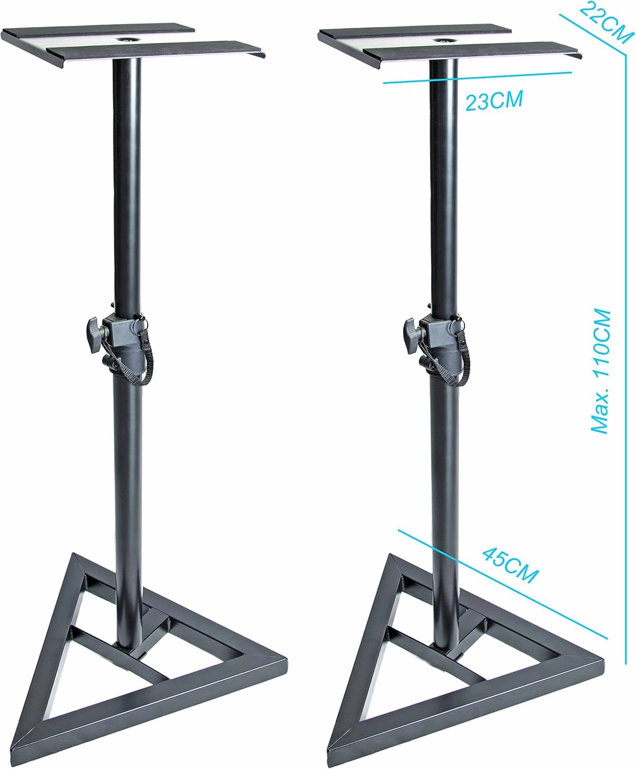 (TM) Upgraded Height Adjustable Speaker Stands Mounts, Two in One Floor Stands, Heavy Duty Base and Extendable Tube with 44 LBS Capacity Per Stand, 27"-43" Height Adjustment speaker stands,monitor stands,floor speaker holders,