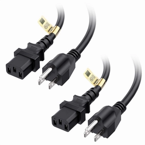[UL Listed] Cable Matters 2-Pack 16 AWG 3 Prong Computer Power Cord - 10ft, 13A Monitor Power Cord Replacement, AC Cable, NEMA 5-15P to IEC C13, Black power cord,hi-fi power cable,AC power lead,