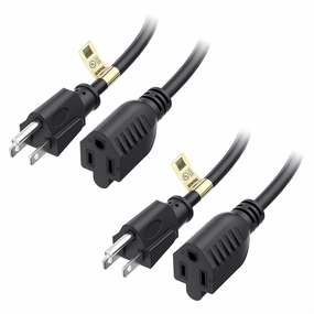 [UL Listed] Cable Matters 2-Pack 16 AWG Heavy Duty 13A Power Extension Cord - 10ft, 3 Prong Power Cord Extension, NEMA 5-15P to NEMA 5-15R, Black power cord,hi-fi power cable,AC power lead,