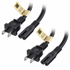 [UL Listed] Cable Matters 2-Pack 2 Prong TV Power Cord - 10ft, AC Power Cord, Non Polarized (NEMA 1-15P to IEC C7), Compatible with Samsung LG Sony Insignia TCL Sharp Toshiba Hisense TV PS4 PS5 power cord,hi-fi power cable,AC power lead,