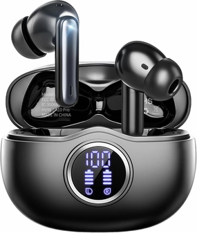 A10 Pro Wireless Earbuds, Bluetooth 5.3 Headphones HiFi Stereo 50H Playback LED Digital Display Ear Buds with ENC Noise Canceling Headset, IPX7 Waterproof Earphones for Gym/Running/Work - Black TWS earbuds,compact wireless buds,Bluetooth ear tips,