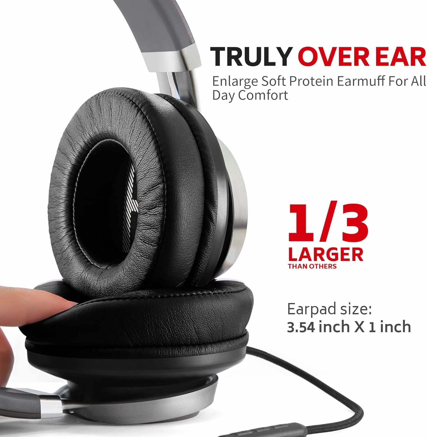 AC01 Headphones Wired Noise Isolating Over Ear, Corded Stereo Headsets with Microphone Volume Control for Adults Teens 3.5mm for Cellphones, Tablets, Laptop, Chromebook (Black Grey)
