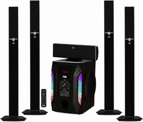 Acoustic Audio AAT1003 Bluetooth Tower 5.1 Home Theater Speaker System with 8" Powered Subwoofer surround sound system,cinema audio kit,5.1 surround package,